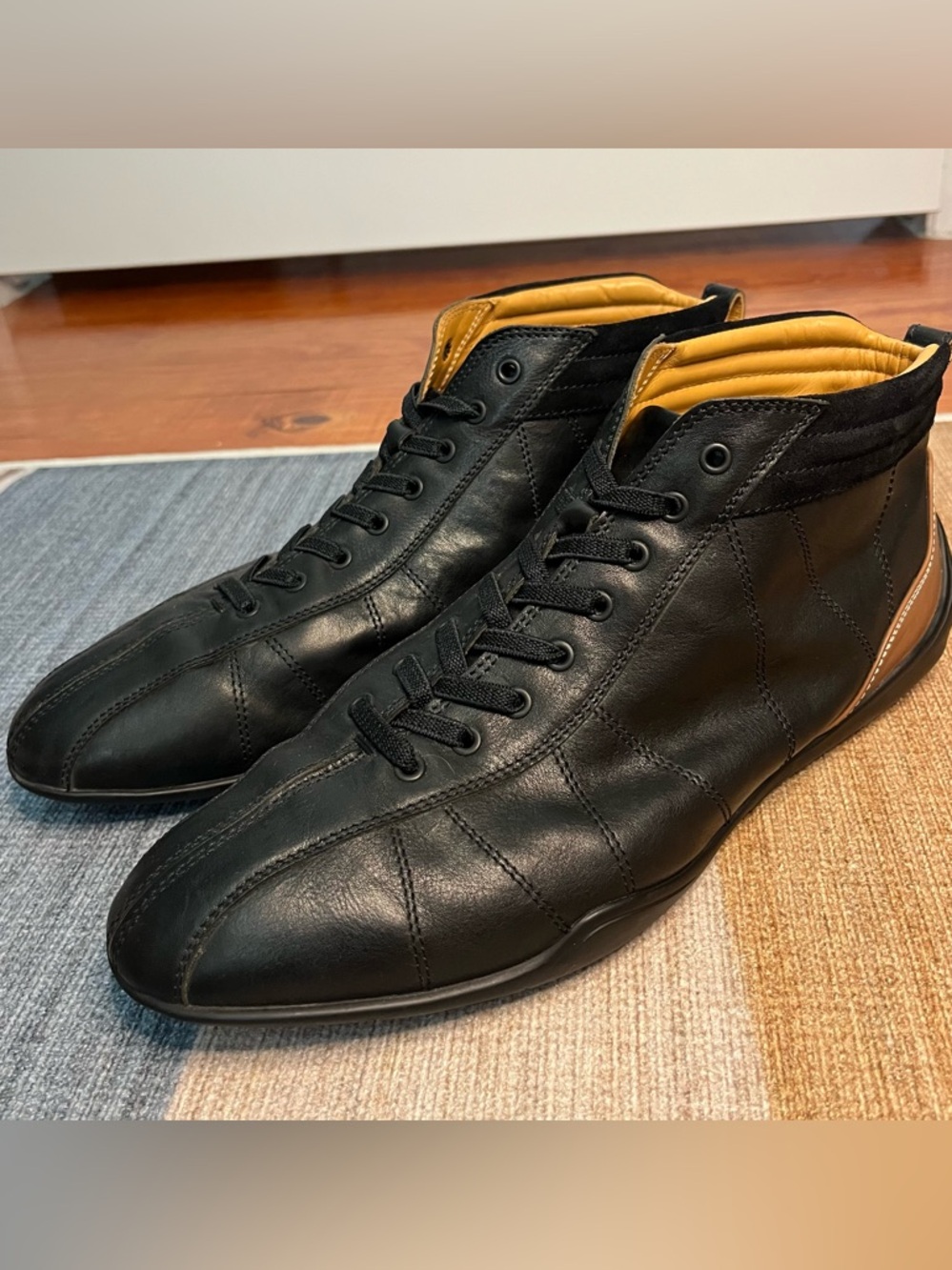 Negroni Luxury Driving Shoes High Top Black Leather Made in Japan EU 44 / US 11